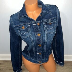 Big Star The Buckle Denim Jean Jacket  size M medium Copen factory embroidered